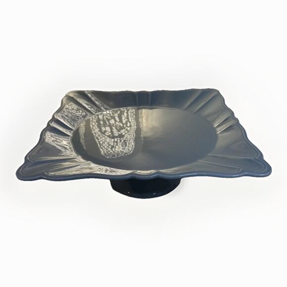 Cake Stand Square Destinos SA Portugal Sage L 12.5” X 12.5” Ceramic Easy Care - Picture 1 of 6